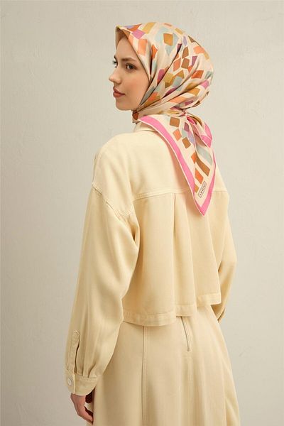 Armine Patterned Pure Silk Sura Scarf 9341- 33