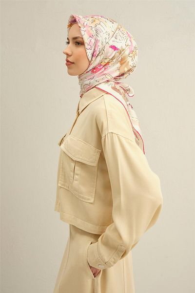 Armine Patterned Pure Silk Sura Scarf 9349- 34