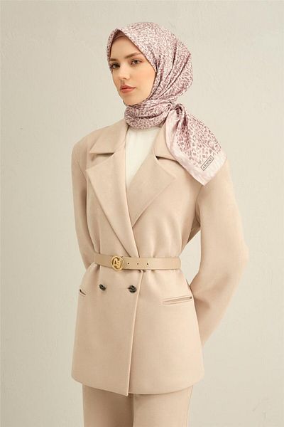 Armine Patterned Pure Silk Twill Scarf 9352- 82