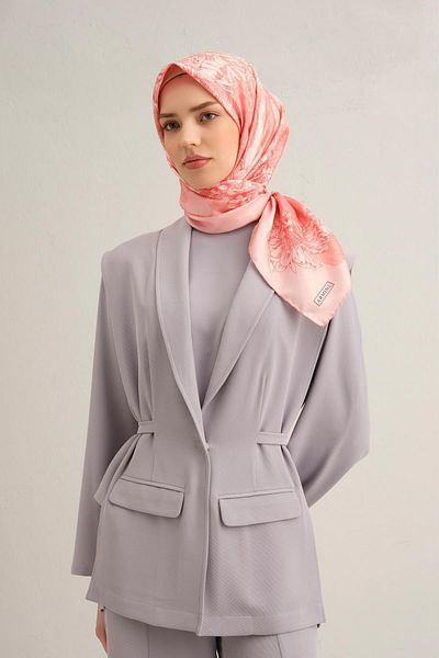 Armine Patterned Pure Silk Twill Scarf 9330- 09