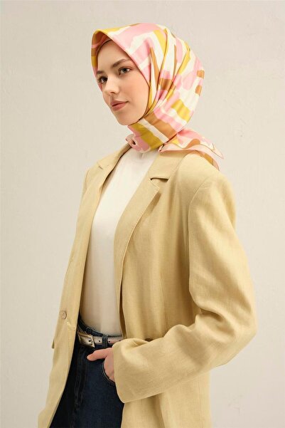 Armine بنقشة هندسية شال ساف حرير سورا 9303D 34