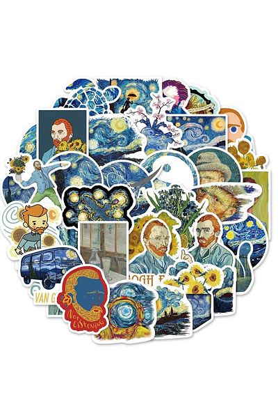 Major Selection Αυτοκόλλητα Van Gogh - Σετ 50 για Tablet Notebook Laptop