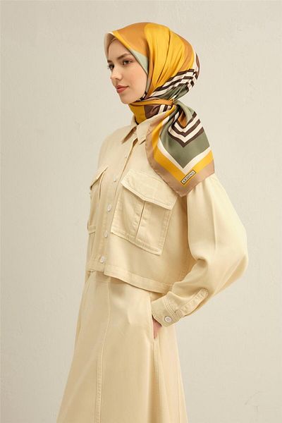 Armine Patterned Pure Silk Sura Scarf 9313- 31