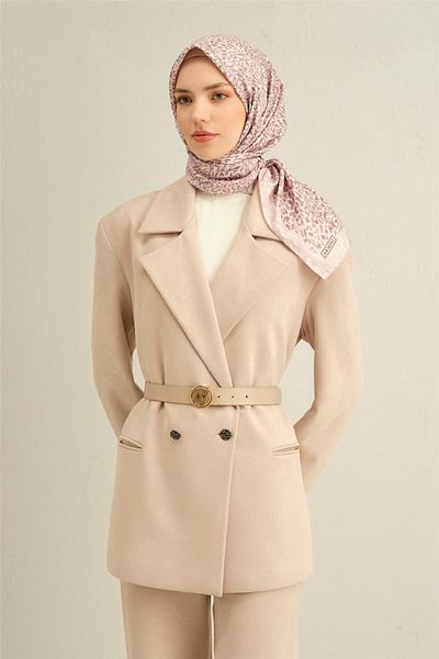 Armine Patterned Pure Silk Twill Scarf 9352- 82