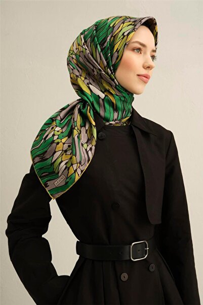 Armine Abstract Patterned Pure Silk Twill Scarf 9335D 84