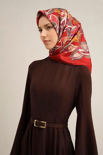 Armine Patterned Pure Silk Sura Scarf 9332- 85