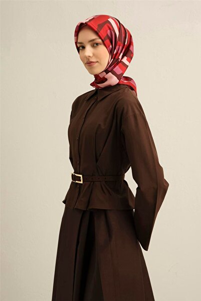 Armine cu imprimeu geometric Eșarfă Pură mătase Twill 9303D 83