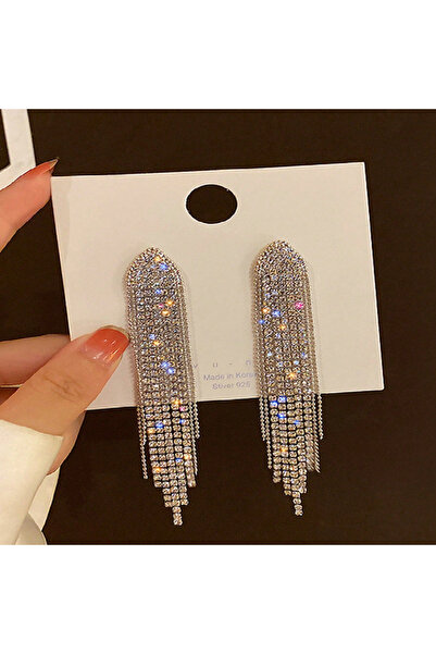 Choice 4112-أقراط نسائية فضية اللون مكونة من قطعتين على شكل مخلب نحاسي طويل وسلسلة للسفر في الهواء الطلق وكرنفال بانك