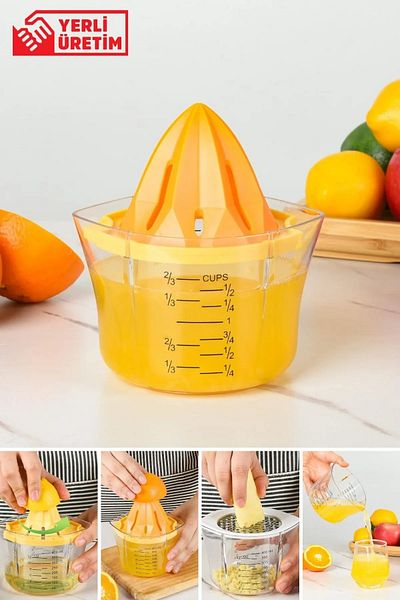 ANI OFİS KIRTASİYE A K 4 in 1 Lemon Orange Citrus Grater Citrus Juicer with Grater and Measuring Chamber