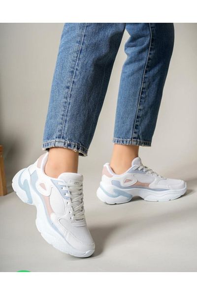 Elit 219 White Comfortable Lightweight High Sole Casual Women's Sneakers