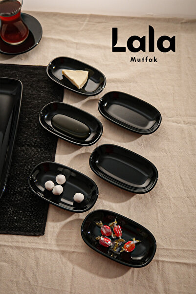 Lala Mutfak Gözde Küçük Kayık Tabak 6'lı (12X7 CM) - Kırılmaya Dayanıklı Kahvaltı, Çerezlik Ve Sunum Tabağı