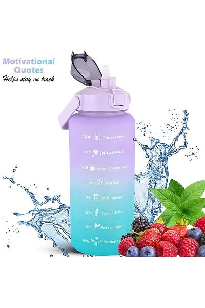 fulina 2l Motivational Water Bottle,children's Cute Water Bottle,bpa Free,for Sports,outdoor,gym,purple