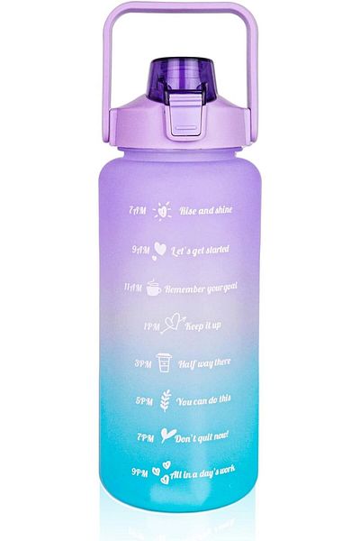 fulina 2l Motivational Water Bottle,children's Cute Water Bottle,bpa Free,for Sports,outdoor,gym,purple