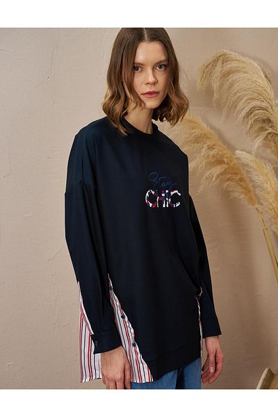 Kayra Φούτερ με σλόγκαν σκούρο Navy Blue