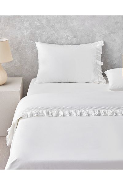 English Home Elegance Chic 200x220 cm Set Cuvertură Pilomă Albă Dublă