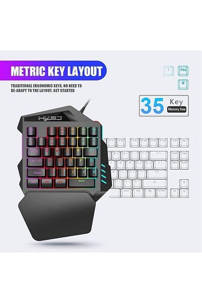 fulina One-Handed Mechanical Gaming Keypad,Adjusted LED Backlit, Ergonomic Game Controller,With 1.5m Line