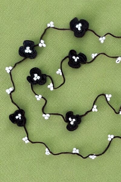 nftart.design Beads and Embroidered Flowers - Handmade Glasses String Strap