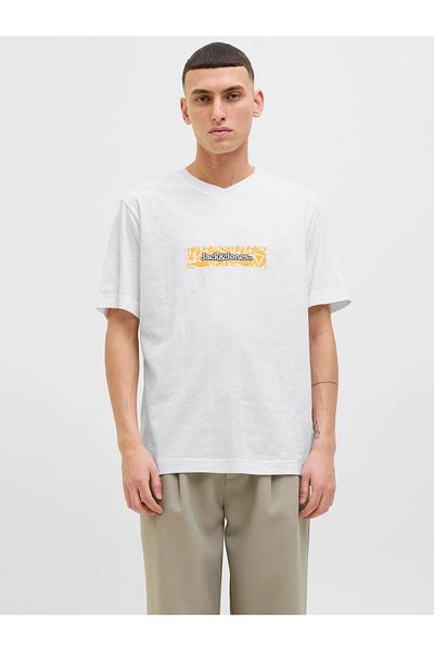 Jack & Jones Jack Jones Men's Bayıl Tshirt, White and Large Size 12278577 -01