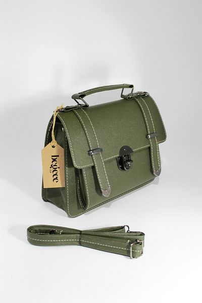 Begece Khaki Adjustable Long Strap, Lockable Women's Bag, Shoulder Bag, Crossbody Bag