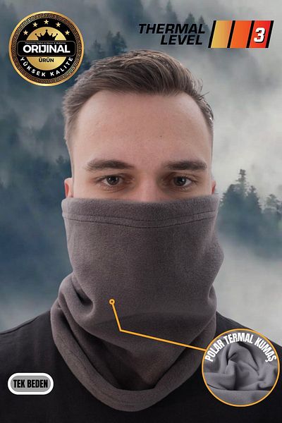 mottomia Dark Gray Color Fleece Neck Collar| Winter Biker Military Anti-Wind Buff Beret (3 DIFFERENT USES)