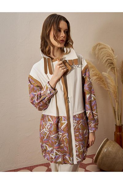 Kayra Κρέμα τζιν με γαρνιτούρα Jacquard