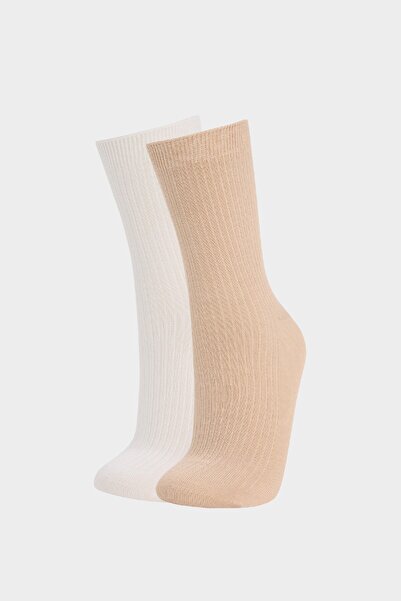 DeFacto Șosete lungi din bambus, fără sudură, ultra moi, 2 piese E8523axns