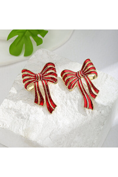 Choice زوج من الأقراط الحمراء العصرية الجديدة ذات القوس الأحمر، زيت تقطير سبا...