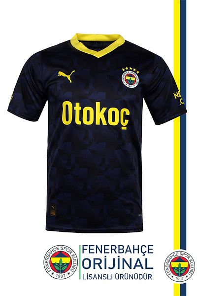 Fenerbahçe Original 23/24 Navy Blue Kids Jersey & Silicone Bracelet Set with Wooden Box