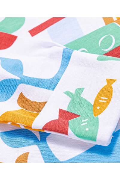 Bonfino Bonfino 100% Cotton All Over Printed Full Sleeves Footed Sleep Suits - White