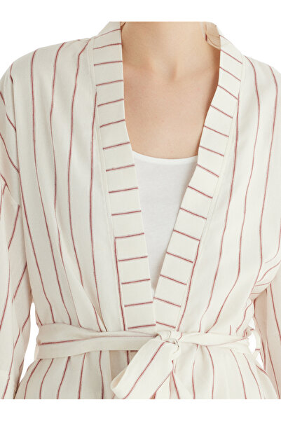 Blackspade Жіночий бордовий кімоно в смужку 60557