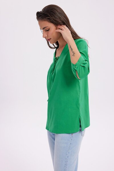 Masha Kate Μπλούζα με γιακά με κορδόνια