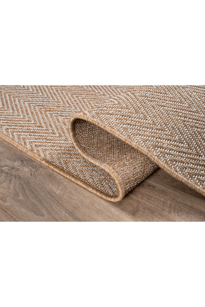 SARAZ HALI Srz-0408 Beyaz Kahve Balık Sırtı Jüt Tabanlı Hasır Dokuma Örme Bohem Antialerjik Halı Kilim