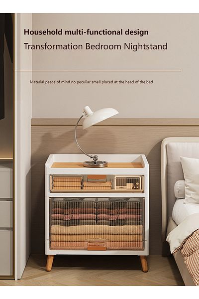 sharpdo Multifunctional Folding Storage Cabinet with Large Capacity Wooden Cover Drawers 58*35*93.5CM