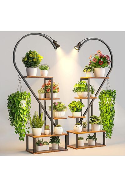 sharpdo Plant Stand Indoor with Grow Lights, 5 Tiered Metal Plant Stand for Indoor Plants Multiple,