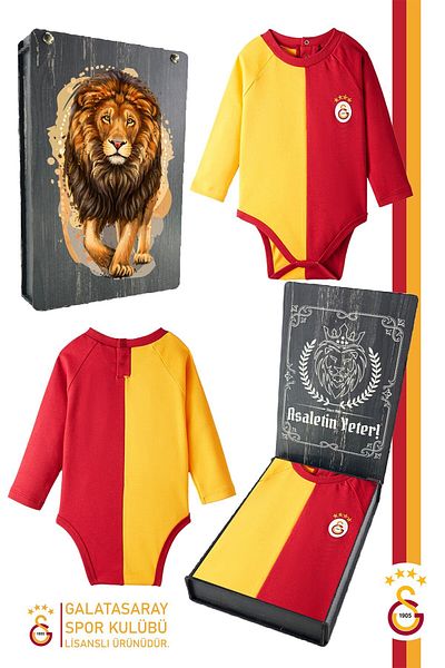 Galatasaray Long Arm Baby Body Original Licensed Wooden Boxed Bodysuit Gift