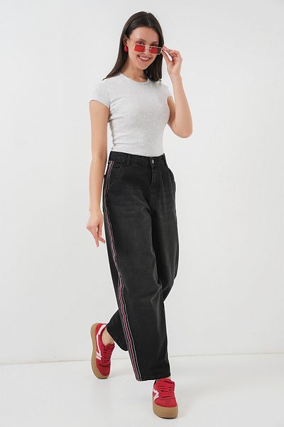 Bigdart Pantaloni largi din denim pentru femei 6700 - negri