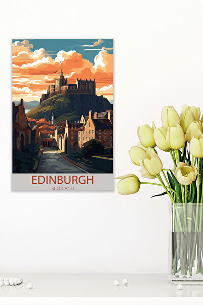 qoeuyl boutique Επιτραπέζια αφίσα από ξύλο MDF Retro Vintage 18x27 Edinburgh