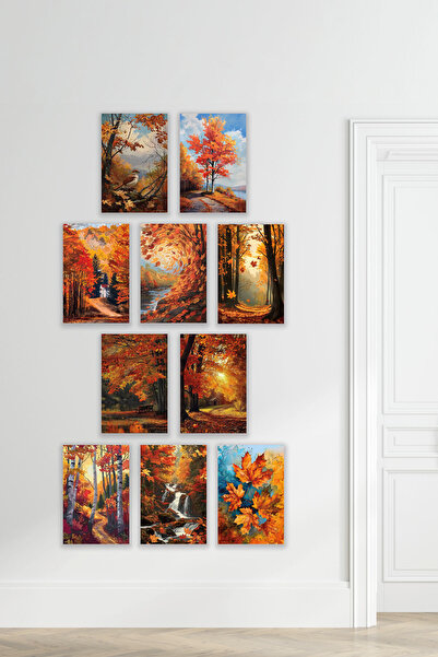 qoeuyl boutique Ζωγραφική αφίσας με θέμα το φθινόπωρο 10 τεμαχίων ρετρό vinta...