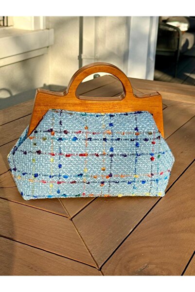 JOPHIEL Raphael - Ahşap Burslu Kumaş Çanta, Clutch, El Çantası, Portföy, Kadın Çanta, Çanta