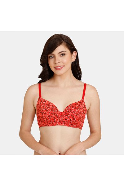 Zivame Floral Print Padded Wired Bra With Adjustable Shoulder Straps