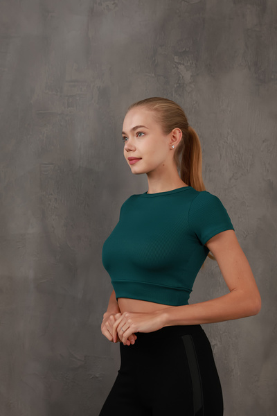 Miss Prova Crop cu gât cu nervuri cu talie elastică MISSBZ2368