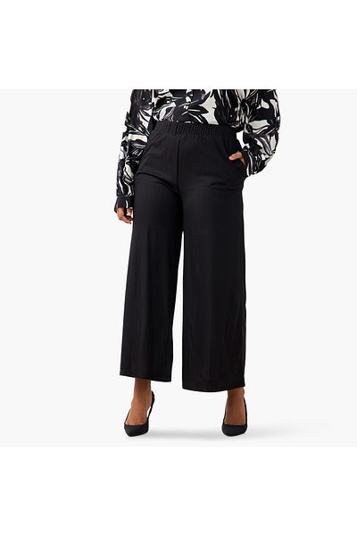 Ulla Popken Plus Size Textured Wide Leg Pants With Pockets