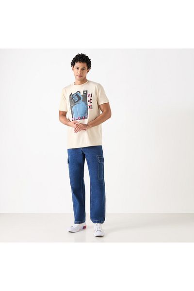 SP Characters Front Man Print Crew Neck T-shirt With Short Sleeves