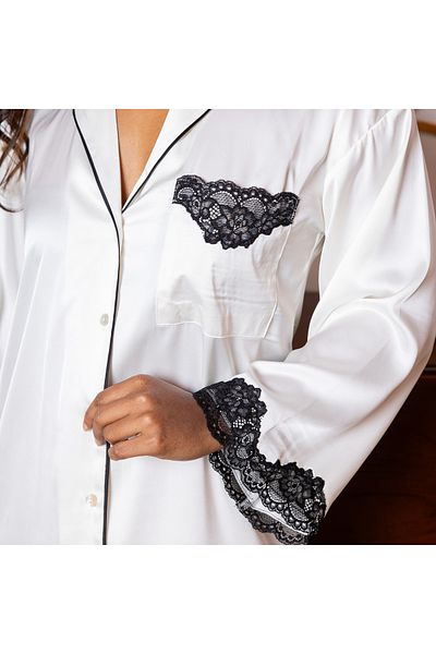 Aadaraya Sateen Sleepshirt With Lace Detail