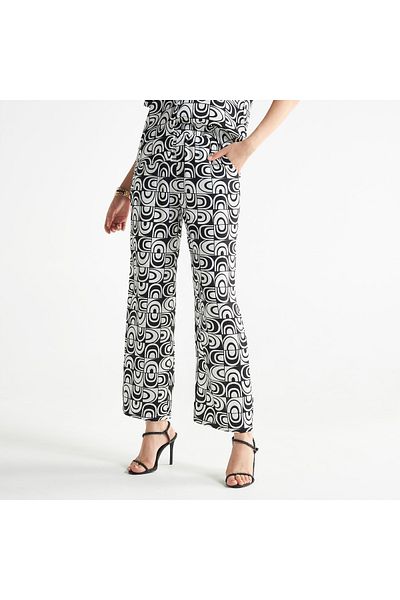 FAV All-over Print Wide Leg Pants With Elasticated Waistband And Pockets