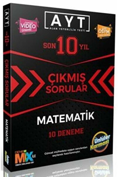 ünlüler yayınları Ünlüler Yks Ayt Matematik Son 10 Yıl Çıkmış Sorular 10 Deneme
