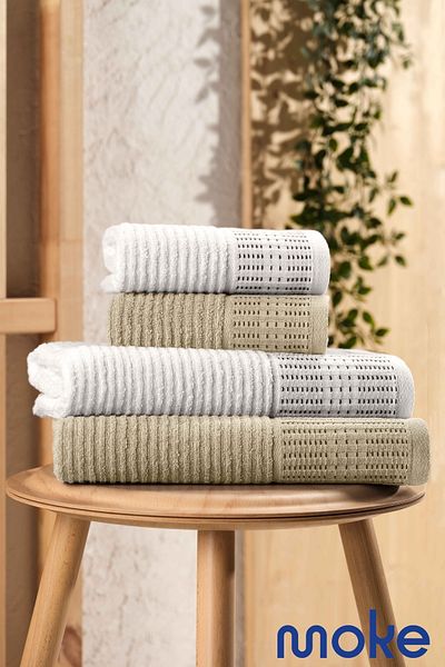moke e ticaret Sea 4-Piece Bath Towel Set Cotton |   Soft and Absorbent Cotton Towel Set