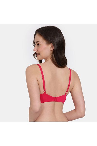 Zivame Solid Padded Non-wired Bra With Hook And Eye Closure