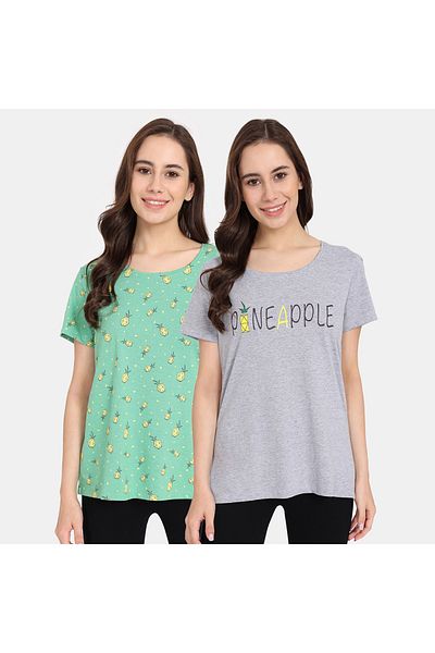 Zivame Set Of 2 - Printed T-shirt With Short Sleeves