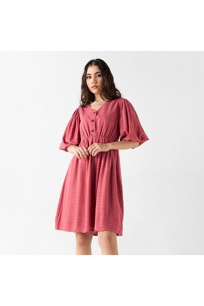 Lee Cooper Textured Knee Length Dress With V-neck